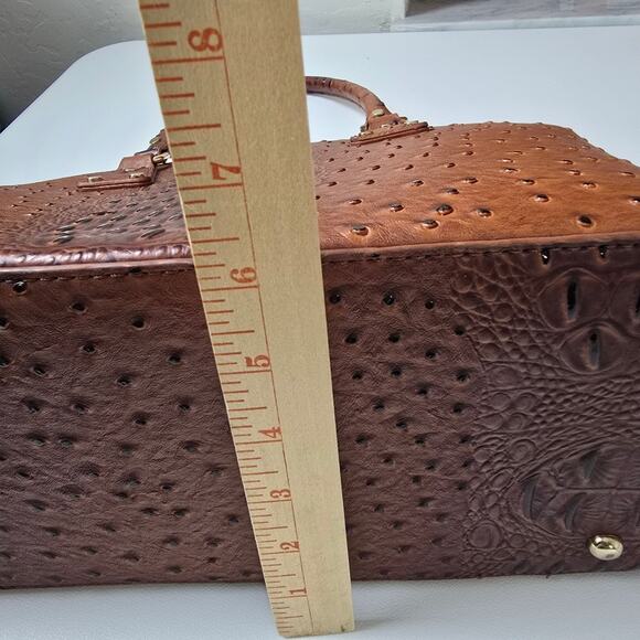 Imoshion Ostrich Brown Crossbody Bag Faux Leather Studded Large Purse Tote Boho - Picture 12 of 14